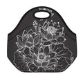 Monochrome Lotus Print Neoprene Lunch Bag