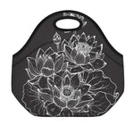 Monochrome Lotus Print Neoprene Lunch Bag