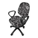 Monochrome Lotus Print Office Chair Cover