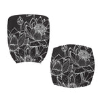 Monochrome Lotus Print Office Chair Cover