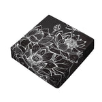 Monochrome Lotus Print Outdoor Seat Cushion Cover