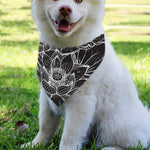 Monochrome Lotus Print Over The Collar Dog Bandana