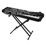 Monochrome Lotus Print Piano Keyboard Cover