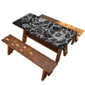 Monochrome Lotus Print Picnic Table Cover