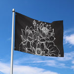 Monochrome Lotus Print Polyester Flag