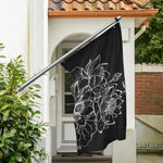 Monochrome Lotus Print Polyester Flag