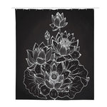 Monochrome Lotus Print Polyester Shower Curtain