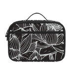 Monochrome Lotus Print Portable Lunch Bag