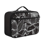 Monochrome Lotus Print Portable Lunch Bag