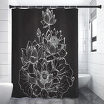 Monochrome Lotus Print Premium Shower Curtain