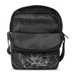 Monochrome Lotus Print Rectangular Crossbody Bag
