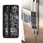 Monochrome Lotus Print Refrigerator Handle Covers