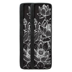 Monochrome Lotus Print Refrigerator Handle Covers