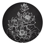 Monochrome Lotus Print Round Blanket