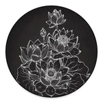 Monochrome Lotus Print Round Floor Mat