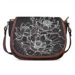 Monochrome Lotus Print Saddle Bag