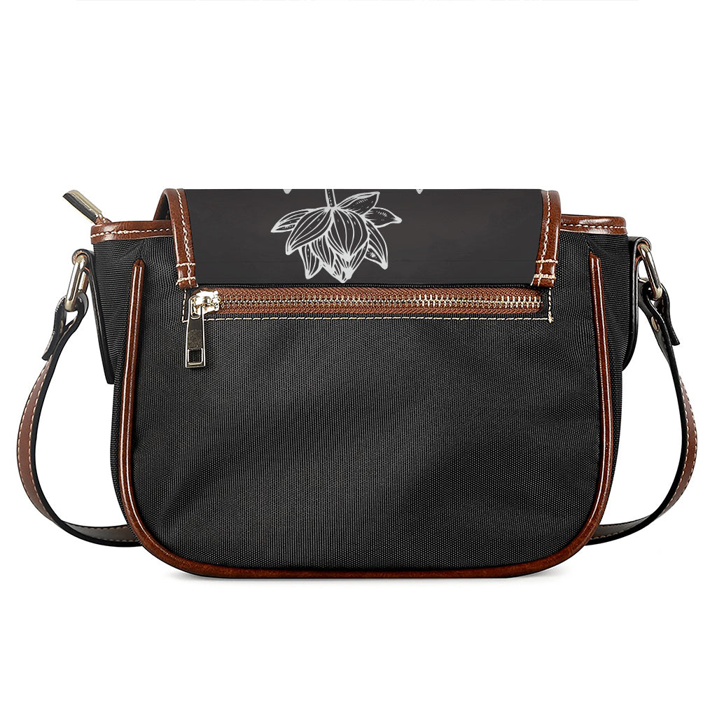 Monochrome Lotus Print Saddle Bag