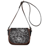 Monochrome Lotus Print Saddle Bag