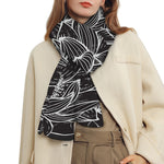 Monochrome Lotus Print Scarf