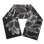 Monochrome Lotus Print Scarf