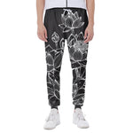 Monochrome Lotus Print Scuba Joggers