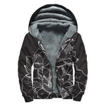 Monochrome Lotus Print Sherpa Lined Zip Up Hoodie