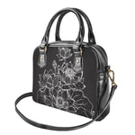 Monochrome Lotus Print Shoulder Handbag