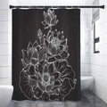 Monochrome Lotus Print Shower Curtain