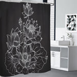 Monochrome Lotus Print Shower Curtain