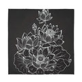 Monochrome Lotus Print Silk Bandana