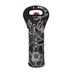 Monochrome Lotus Print Single Neoprene Wine Tote