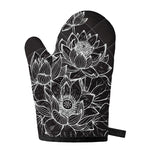 Monochrome Lotus Print Single Oven Mitt
