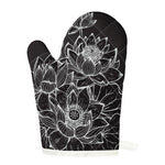 Monochrome Lotus Print Single Oven Mitt