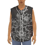 Monochrome Lotus Print Sleeveless Baseball Jersey