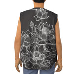 Monochrome Lotus Print Sleeveless Baseball Jersey