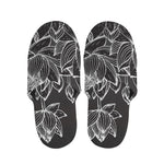 Monochrome Lotus Print Slippers