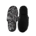 Monochrome Lotus Print Slippers
