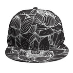 Monochrome Lotus Print Snapback Cap