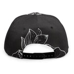 Monochrome Lotus Print Snapback Cap