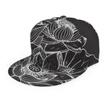 Monochrome Lotus Print Snapback Cap