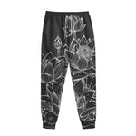 Monochrome Lotus Print Sweatpants