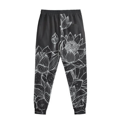 Monochrome Lotus Print Sweatpants