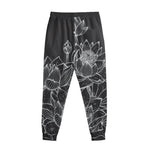 Monochrome Lotus Print Sweatpants