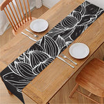 Monochrome Lotus Print Table Runner
