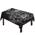 Monochrome Lotus Print Tablecloth
