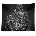 Monochrome Lotus Print Tapestry