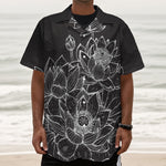 Monochrome Lotus Print Textured Short Sleeve Shirt