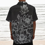 Monochrome Lotus Print Textured Short Sleeve Shirt