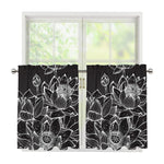 Monochrome Lotus Print Tier Curtains