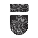 Monochrome Lotus Print Toilet Lid And Tank Cover Set